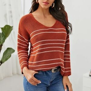Drop Shoulder Striped Sweater